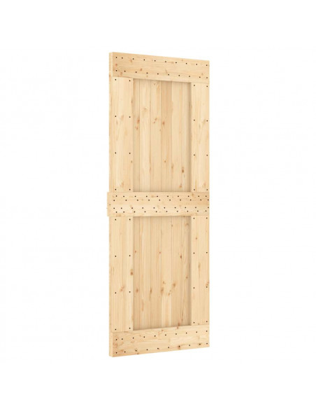 Porta Scorrevole con Set Hardware 80x210 cm Legno Massello Pino