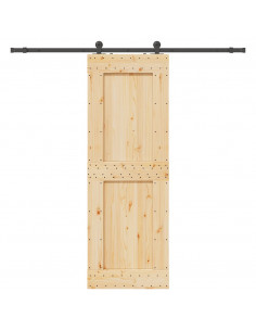 Porta Scorrevole con Set Hardware 80x210 cm Legno Massello Pino