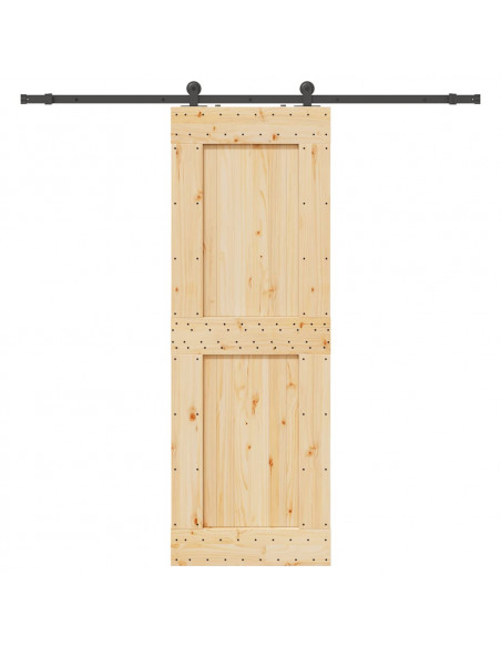 Porta Scorrevole con Set Hardware 80x210 cm Legno Massello Pino