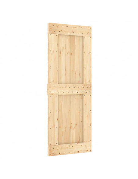 Porta Scorrevole con Set Hardware 80x210 cm Legno Massello Pino