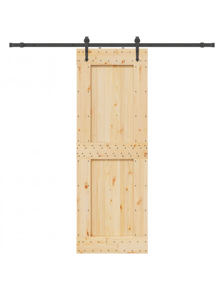 Porta Scorrevole con Set Hardware 80x210 cm Legno Massello Pino