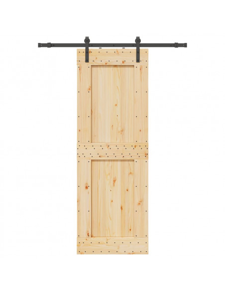 Porta Scorrevole con Set Hardware 85x210 cm Legno Massello Pino