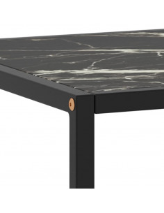 Tavolino da Salotto Nero con Vetro Marmo Nero 120x50x35 cm