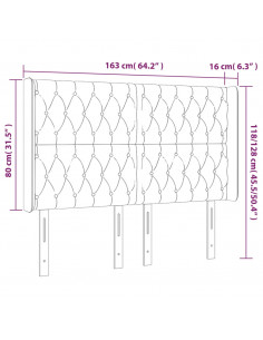 Testiera a LED Blu Scuro 163x16x118/128 cm in Velluto
