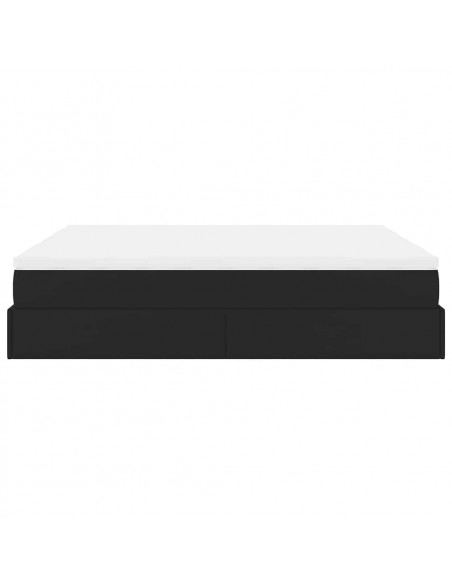 Struttura Letto Pouf con Materassi Nero 200x200 cm Similpelle
