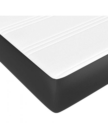 Struttura Letto Pouf con Materassi Nero 200x200 cm Similpelle