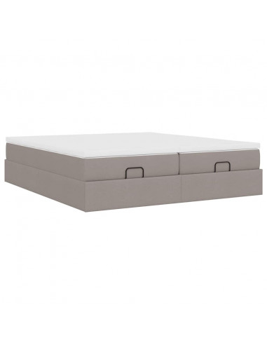 Struttura Letto Pouf con Materassi Tortora 180x200cm in Tessuto