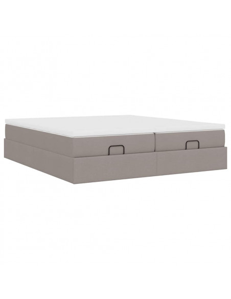 Struttura Letto Pouf con Materassi Tortora 180x200cm in Tessuto