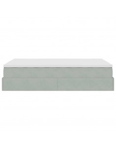 Pouf Letto con Materasso Grigio Chiaro 120x190 cm in Velluto 2