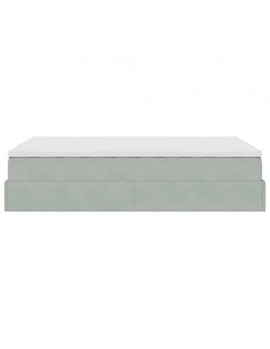 Pouf Letto con Materasso Grigio Chiaro 120x190 cm in Velluto