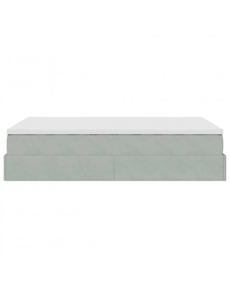 Pouf Letto con Materasso Grigio Chiaro 120x190 cm in Velluto