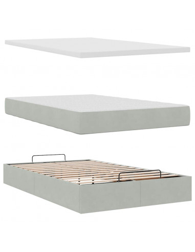 Struttura Letto Pouf con Materasso 120x200 cm Velluto