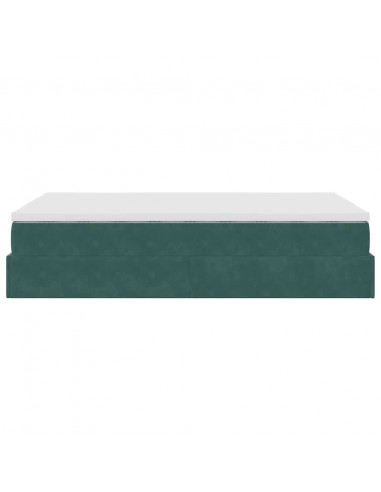 Pouf Letto con Materasso Verde Scuro 120x190 cm Velluto