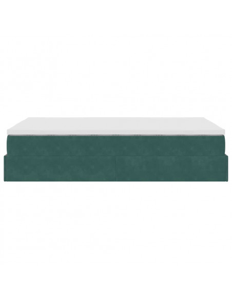 Pouf Letto con Materasso Verde Scuro 120x190 cm Velluto
