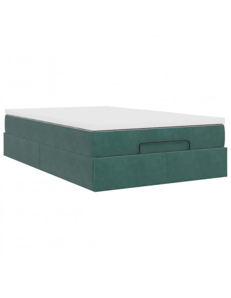 Pouf Letto con Materasso Verde Scuro 120x190 cm Velluto