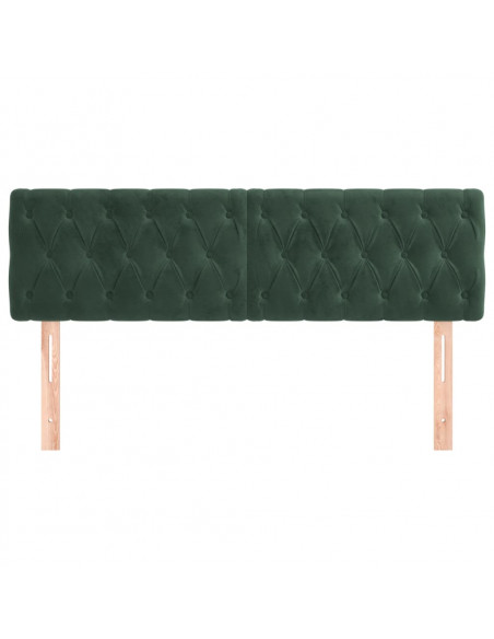 Testiera 2 pz Verde Scuro 80x7x78/88 cm in Velluto