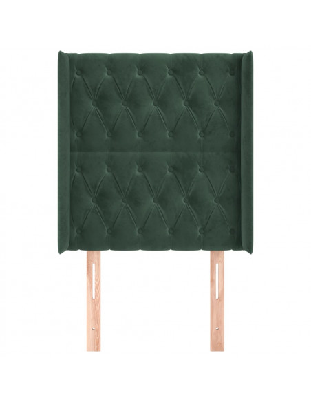 Testiera ad Orecchio Verde Scuro 83x16x118/128 cm in Velluto