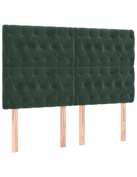 Testiera 4 pz Verde Scuro 80x7x78/88 cm in Velluto