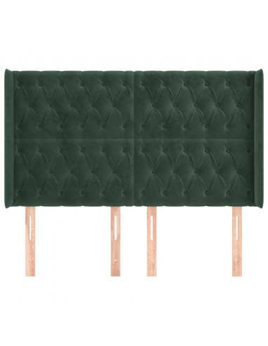 Testiera ad Orecchio Verde Scuro 163x16x118/128 cm in Velluto