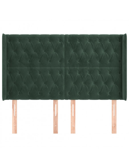 Testiera ad Orecchio Verde Scuro 163x16x118/128 cm in Velluto