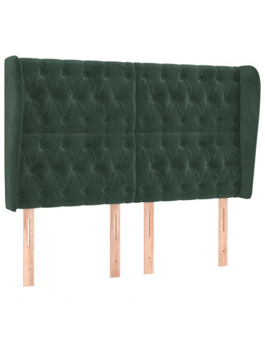 Testiera ad Orecchio Verde Scuro 163x23x118/128cm in Velluto