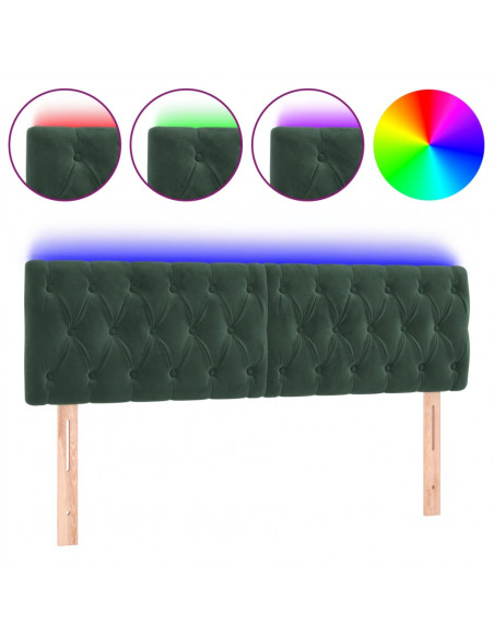 Testiera a LED Verde Scuro 160x7x78/88 cm in Velluto