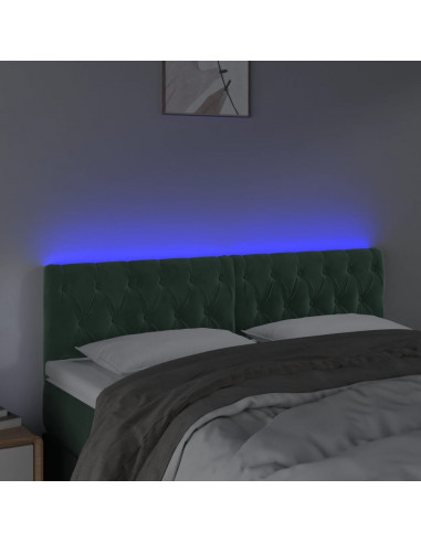 Testiera a LED Verde Scuro 160x7x78/88 cm in Velluto