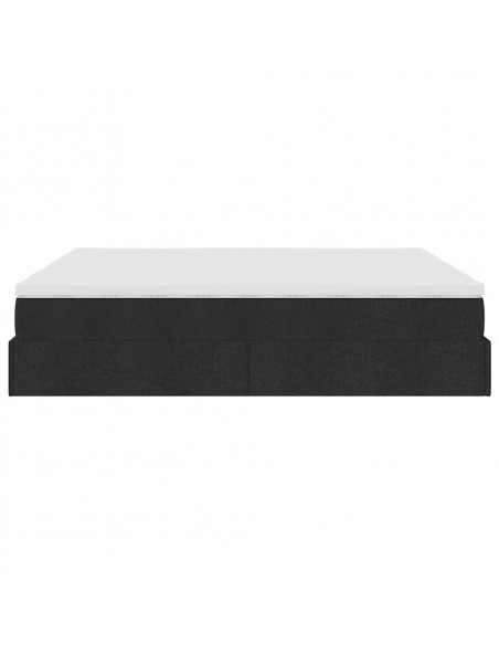 Struttura Letto Pouf con Materassi Nero 160x200 cm in Tessuto