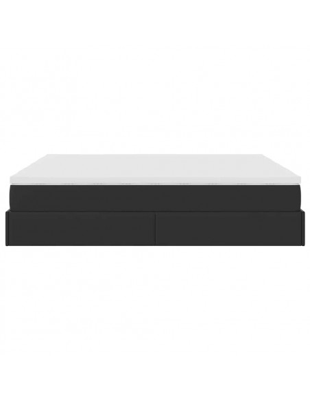 Struttura Letto Pouf con Materassi Nero 160x200 cm Similpelle
