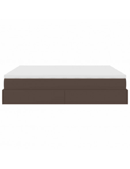 Struttura Letto Pouf con Materassi Marrone 200x200cm Similpelle