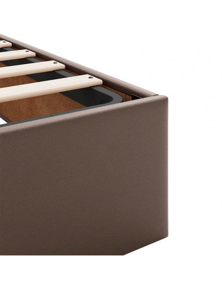 Struttura Letto Pouf con Materassi Marrone 200x200cm Similpelle