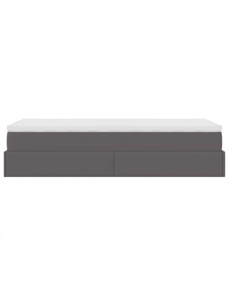 Struttura Letto Pouf con Materasso Grigio 100x200 cm Similpelle