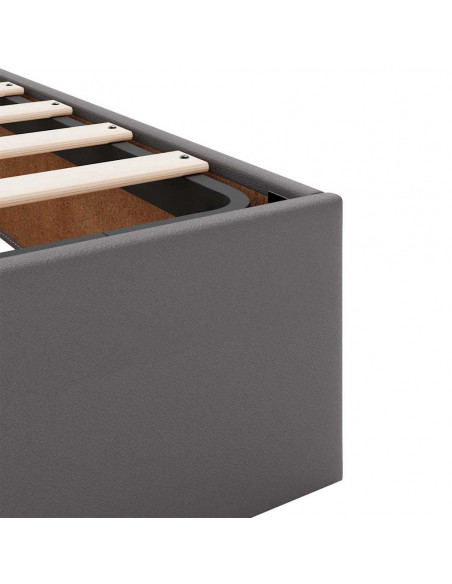 Struttura Letto Pouf con Materasso Grigio 100x200 cm Similpelle