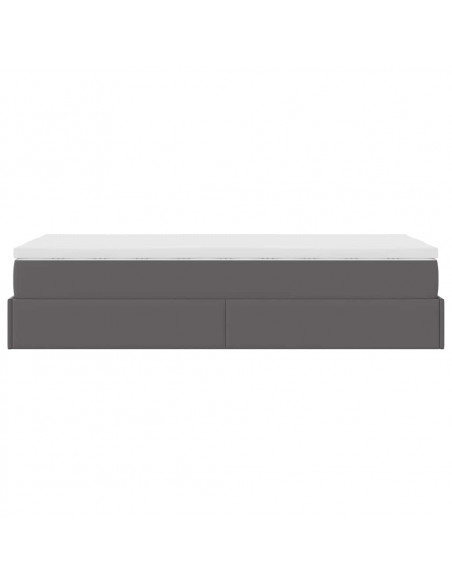 Struttura Letto Pouf con Materasso Grigio 80x200 cm Similpelle