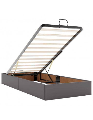 Struttura Letto Pouf con Materasso Grigio 80x200 cm Similpelle