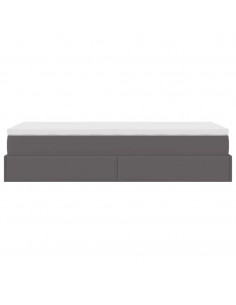 Struttura Letto Pouf con Materasso Grigio 90x190 cm Similpelle 2