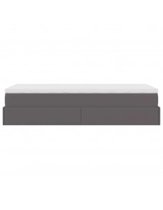Struttura Letto Pouf con Materasso Grigio 90x200 cm Similpelle