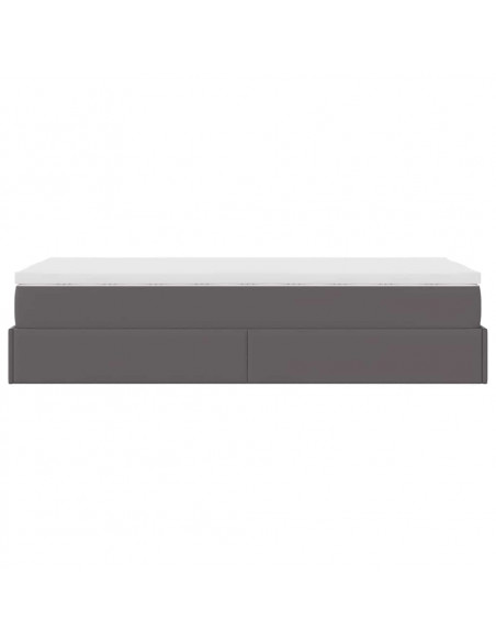 Struttura Letto Pouf con Materasso Grigio 90x200 cm Similpelle