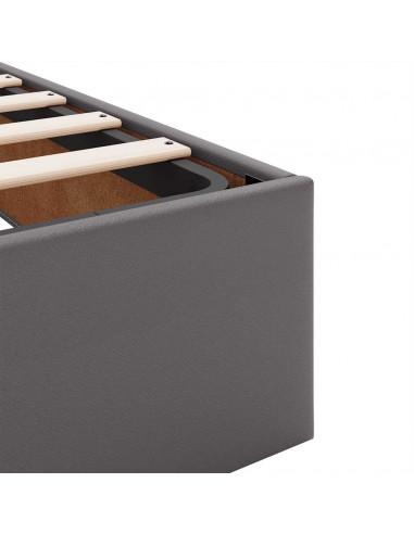 Struttura Letto Pouf con Materasso Grigio 90x200 cm Similpelle