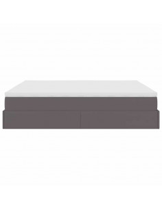 Struttura Letto Pouf con Materasso Grigio 160x200 cm Similpelle