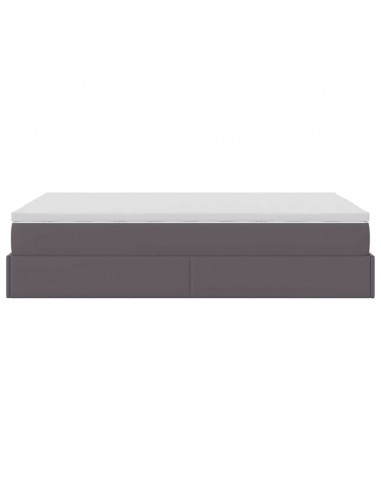 Struttura Letto Pouf con Materasso Grigio 120x190 cm Similpelle