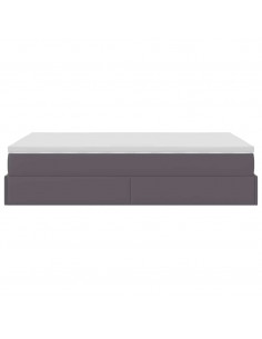 Struttura Letto Pouf con Materasso Grigio 120x200 cm Similpelle