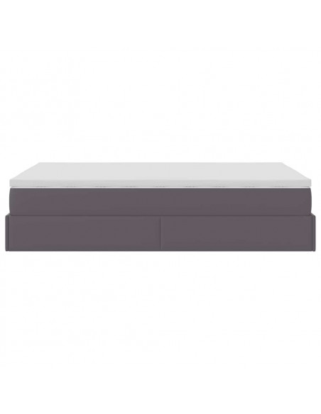 Struttura Letto Pouf con Materasso Grigio 120x200 cm Similpelle