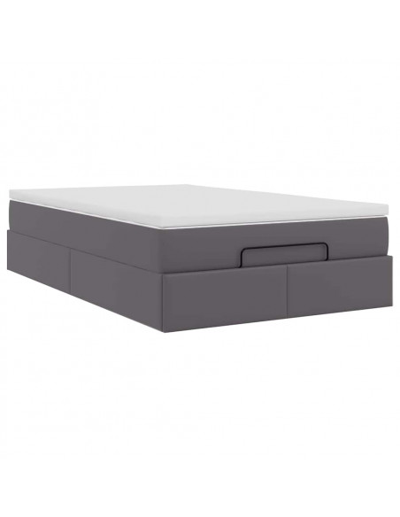 Struttura Letto Pouf con Materasso Grigio 120x200 cm Similpelle