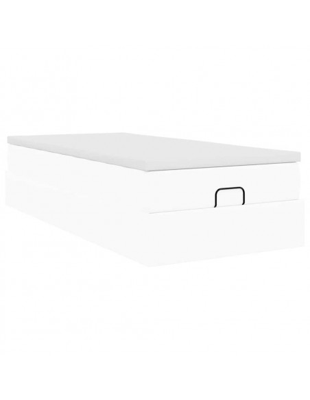 Struttura Letto Pouf con Materasso Bianco 100x200 cm Similpelle