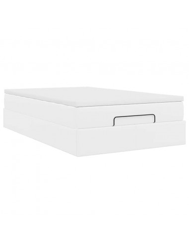 Struttura Letto Pouf con Materasso Bianco 120x190 cm Similpelle