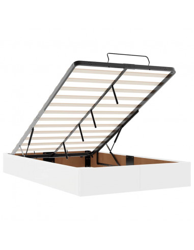 Struttura Letto Pouf con Materasso Bianco 120x190 cm Similpelle