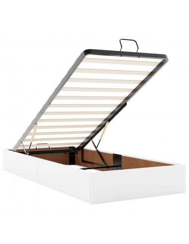 Struttura Letto Pouf con Materasso Bianco 90x190 cm Similpelle