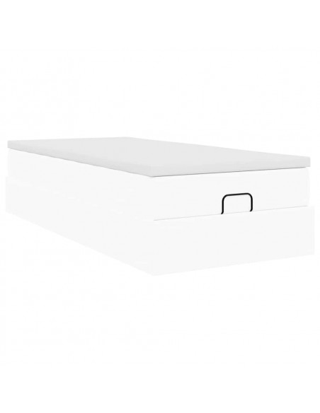 Struttura Letto Pouf con Materasso Bianco 90x200 cm Similpelle