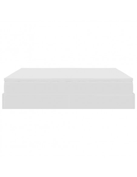 Struttura Letto Pouf con Materasso Bianco 160x200 cm Similpelle
